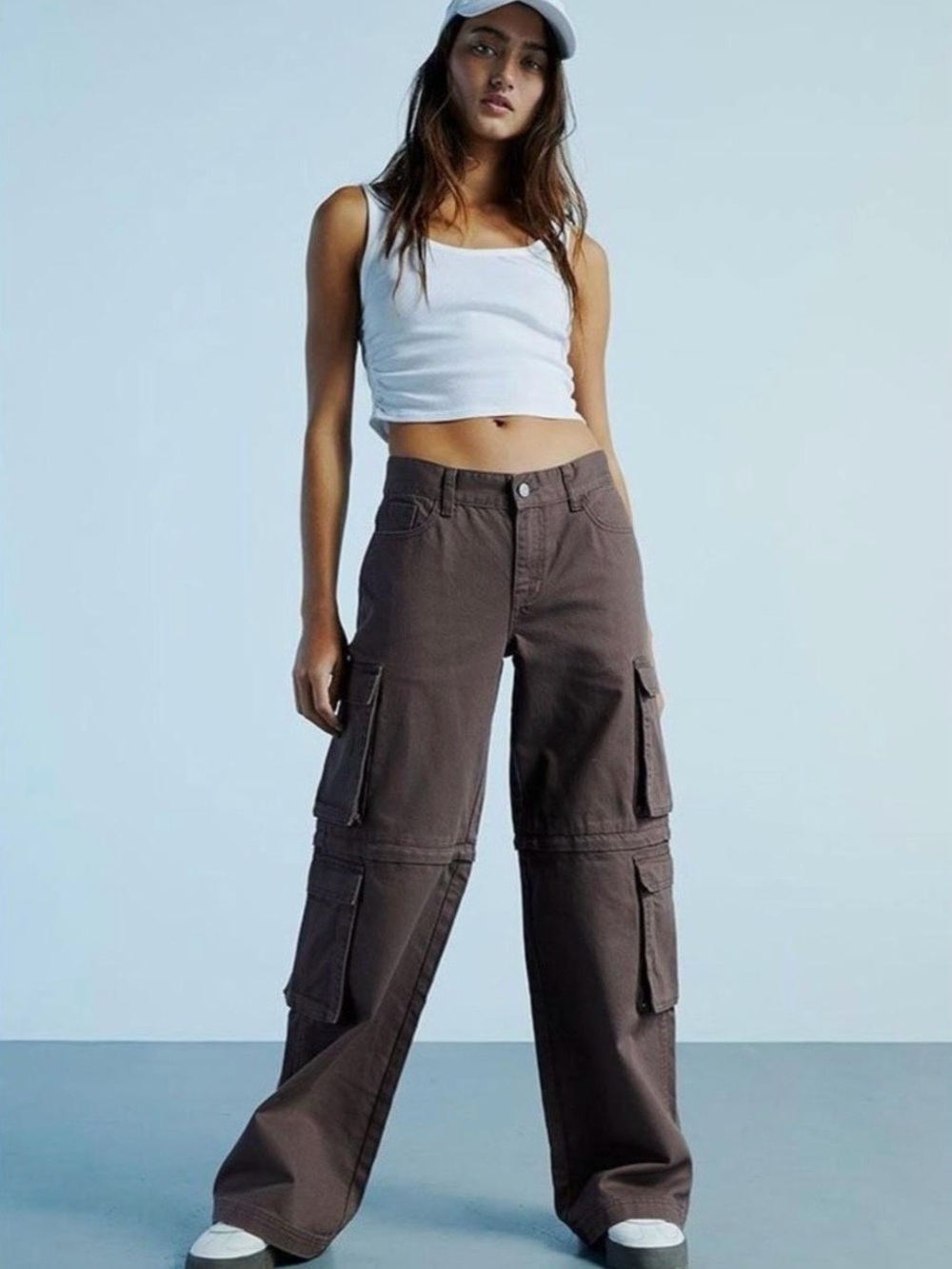 NWT PacSun Women's Brown Low-Rise Puddle Zip-Off Pants